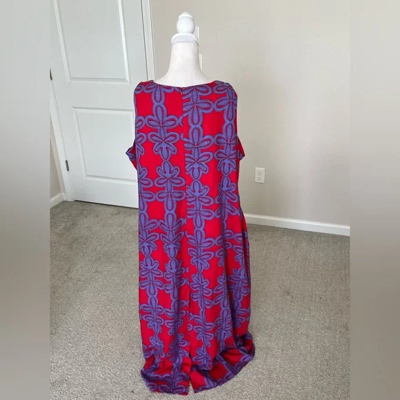 NWOT Sugarlips Red Patterned Maxi Tank Dress Size 2X - Picture 9 of 10